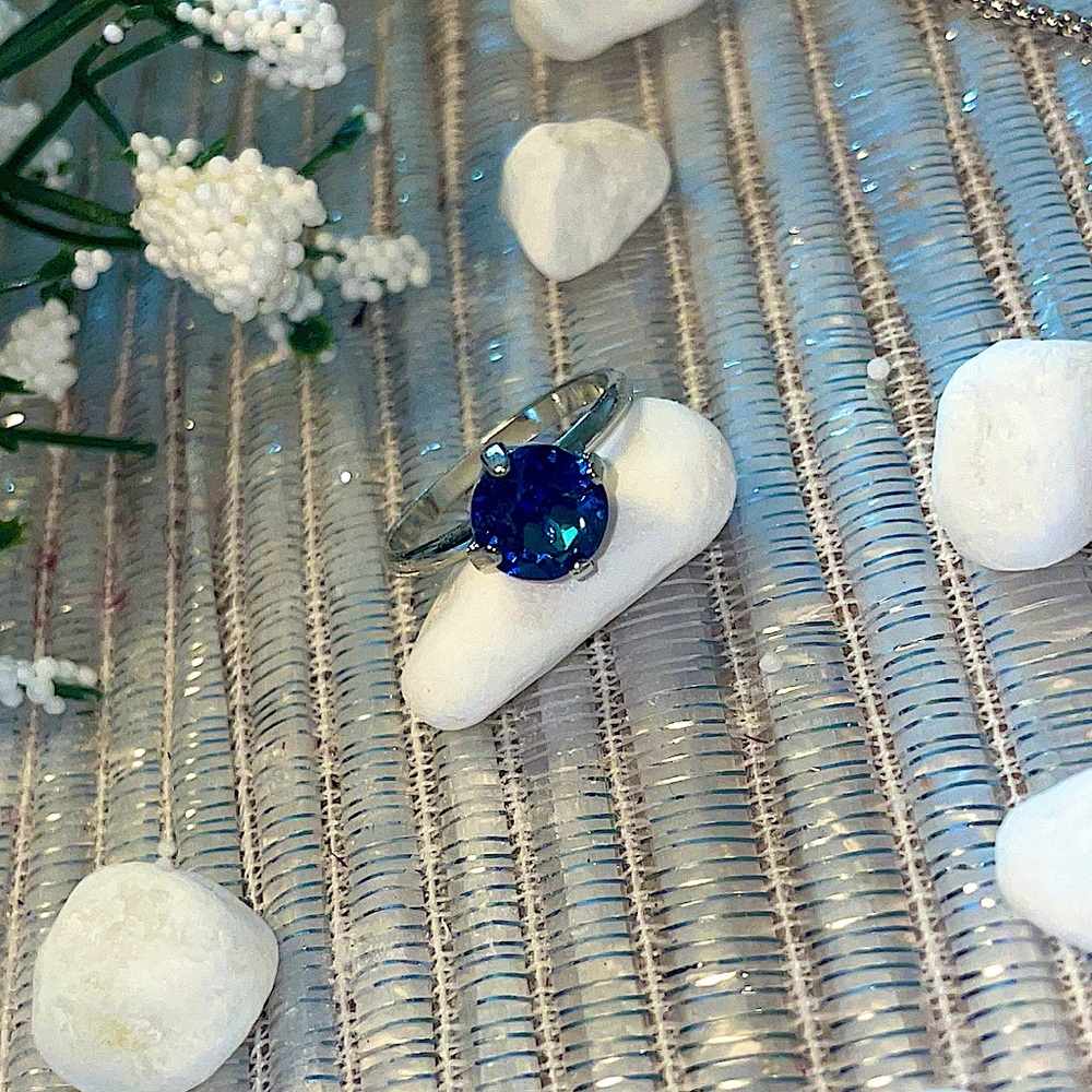 Sterling Silver Swarovski Turquoise Jewelry Set. Anklet, Earrings, Ring - Picture 5 of 14
